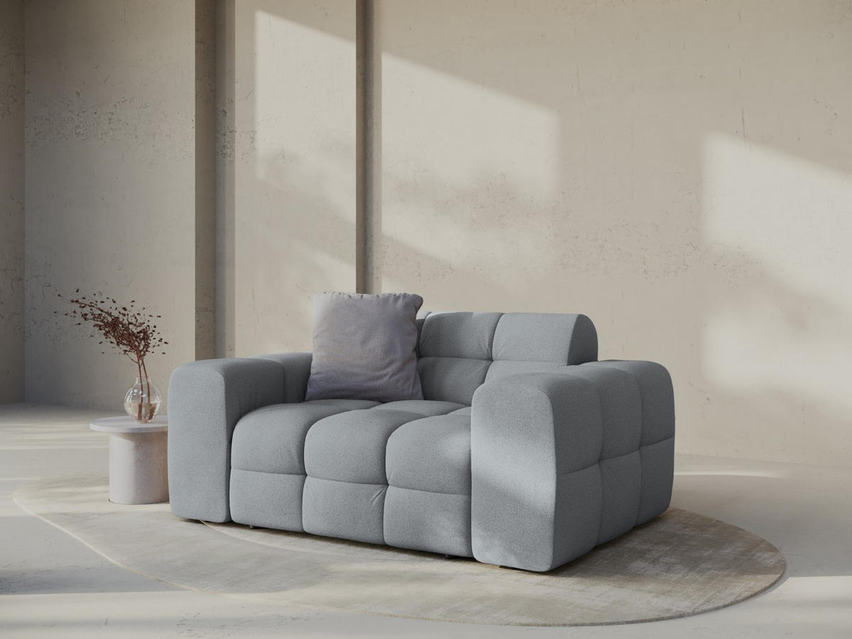SOFA Kendal aus strukturiertem Stoff platin 2 Sitzplätze - Platinfarben, Textil (156/79/103cm) - Micadoni