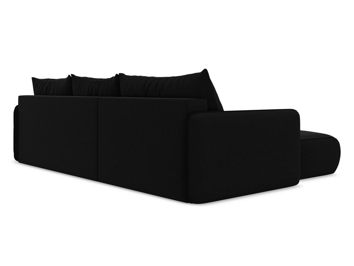ECKSOFA mit Schlaffunktion Samt Stoff Schwarz - Schwarz, Kunststoff/Textil (148/240cm) - Makamii