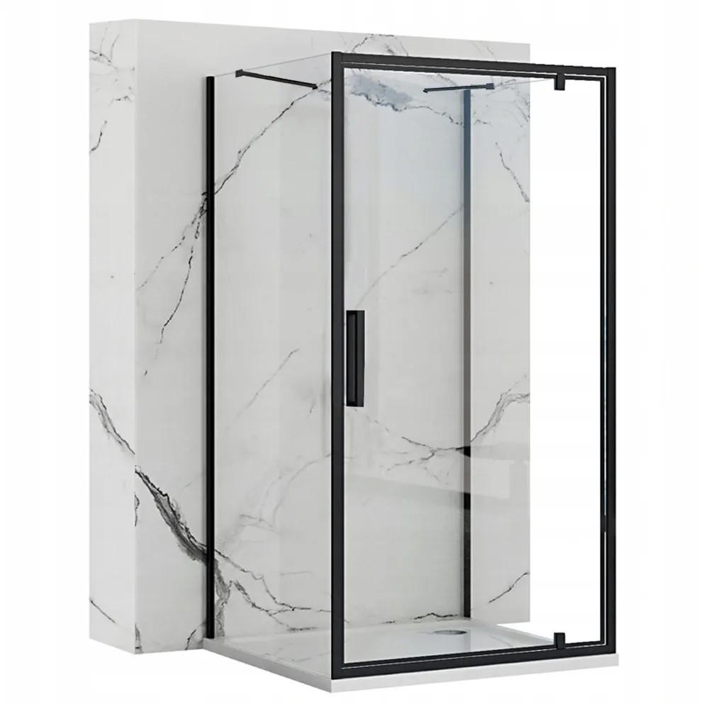 ECKDUSCHE Rea Rapid Swing 100x90 - Schwarz, Glas (100/90/195cm) - REA