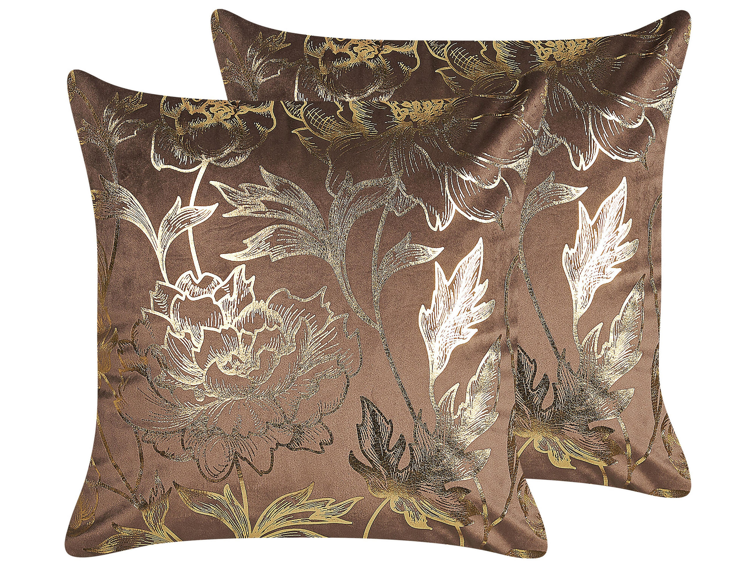 DEKOKISSEN 2er-Set Braun 45/45 cm Daffodil - Braun, Textil (45/45cm) - Beliani