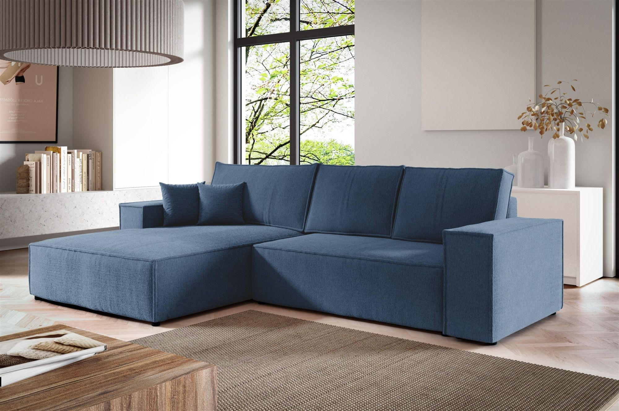 ECKSOFA Corunia In Aragon - Blau, Holzwerkstoff/Textil (294/185cm) - Fun Möbel