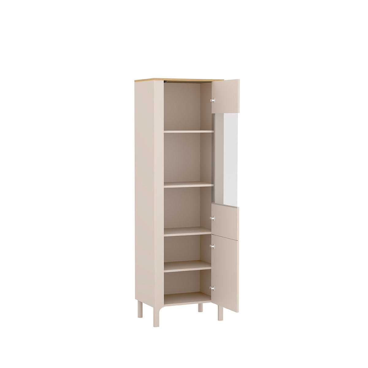 VITRINE Marbella Kaschmir, zweitürige höhe Glasvitrine - Kaschmir, Holzwerkstoff (60/197/41cm) - Bettso