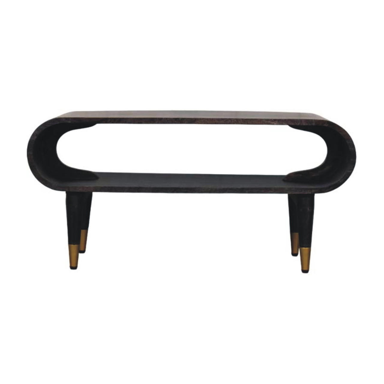 Artisan Furniture LAVIČKA s povrchem Wine Wood Oak, 2 zásuvky, 1 velká otevřená přihrádka, kůže, hnědá