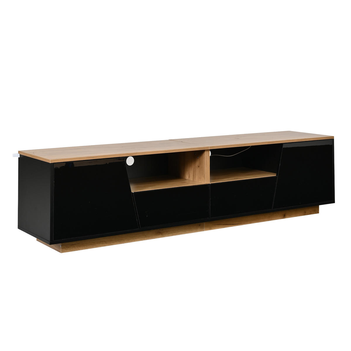 TV-ELEMENT180X40X46CM für 75-Zoll-Fernseher LED-Beleuchtung Schwarz-Holz - Schwarz, Holz (47.5/23.98/64.8cm) - Raelunyi