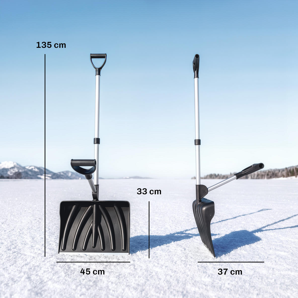 SCHNEESCHIEBER Aluminium Kunststoff Schwarz - Schwarz, Metall (37/135/45cm) - Outsunny