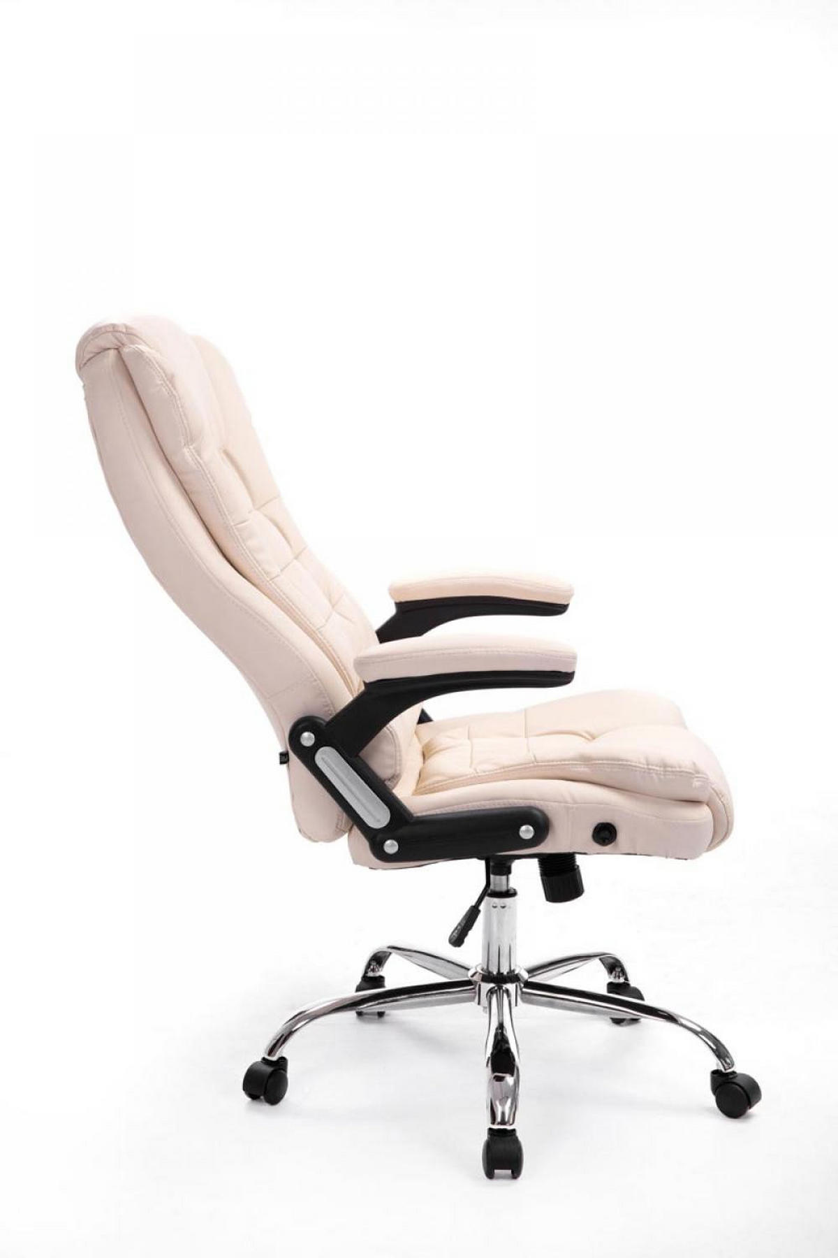 CHEFSESSEL Lederlook creme - Chromfarben/Creme, Textil/Metall (69.5/113/78cm) - CLP