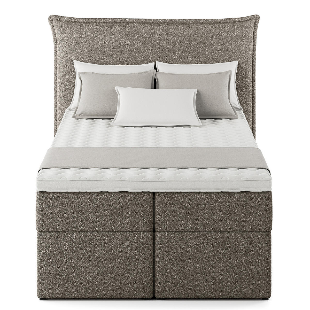 BOXBETT mit Stauraum - Bouclé - Grau, Holzwerkstoff/Textil (120/200cm) - home24