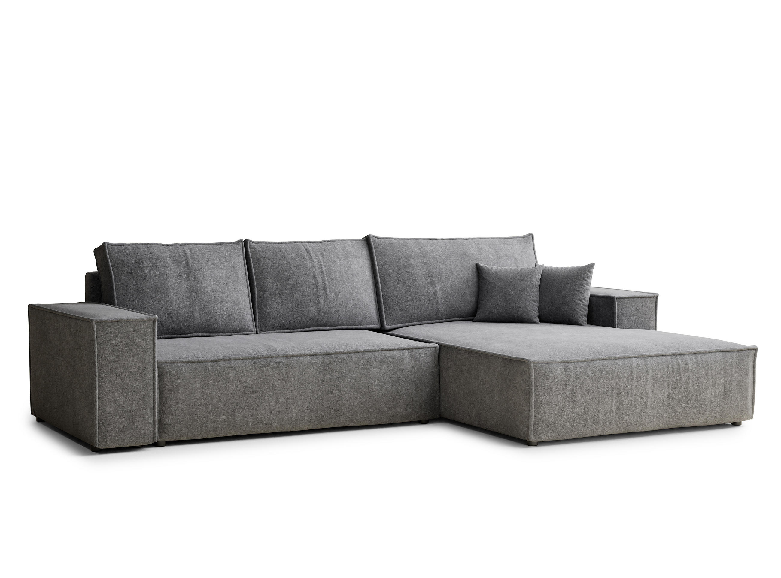 ECKSOFA Maze Grau Chenille-Stoff - Rechts Seite - Schwarz/Grau, Holz/Holzwerkstoff (294/185cm) - Maison de Reve