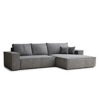 ECKSOFA Maze Grau Chenille-Stoff - Rechts Seite - Schwarz/Grau, Holz/Holzwerkstoff (294/185cm) - Maison de Reve
