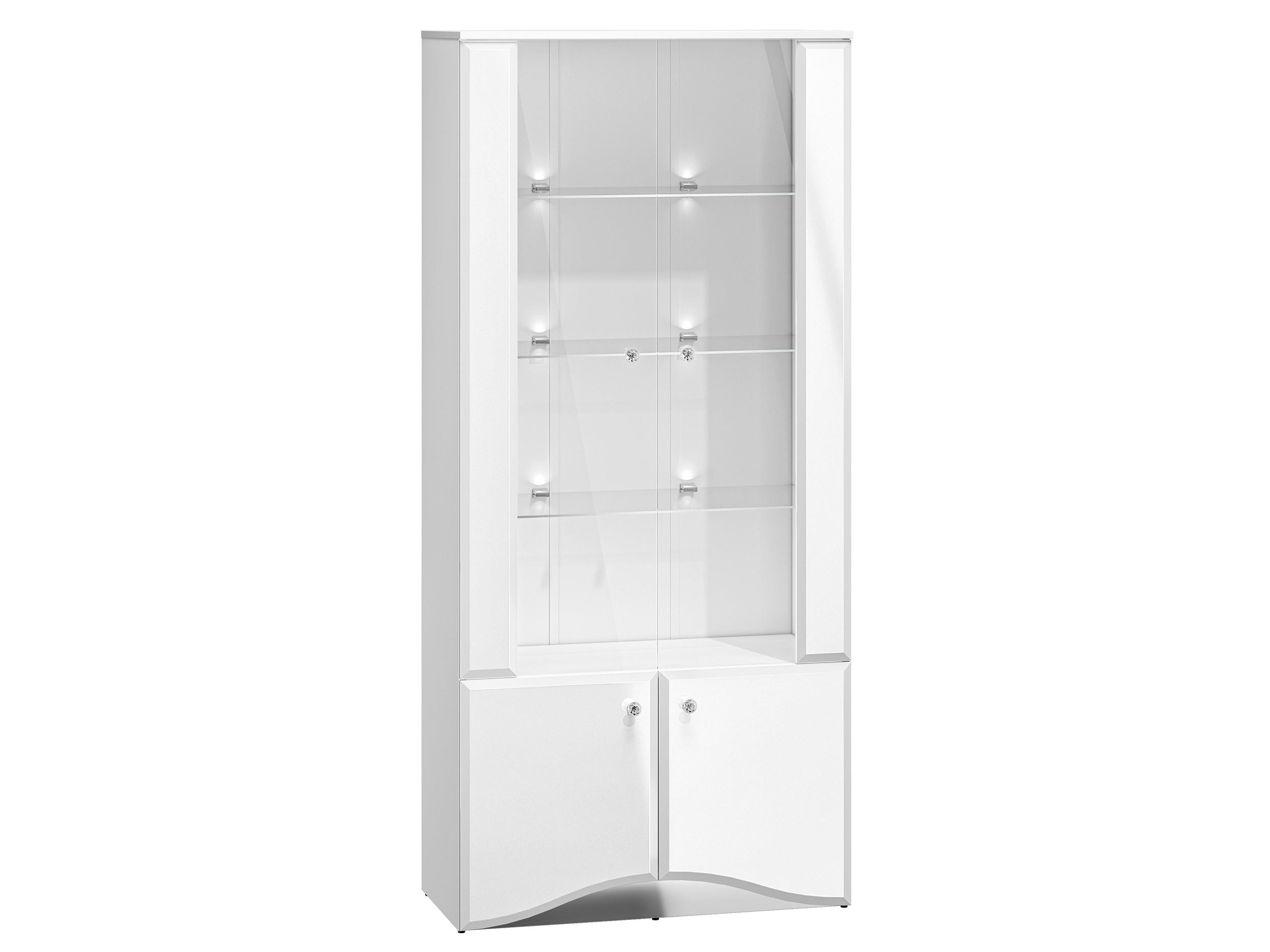 VITRINE Glamour weiß / weiß hochglanz 87 / 41 / 191cm - Weiß, Glas/Holz (87/191/41cm) - Feldmann-Wohnen