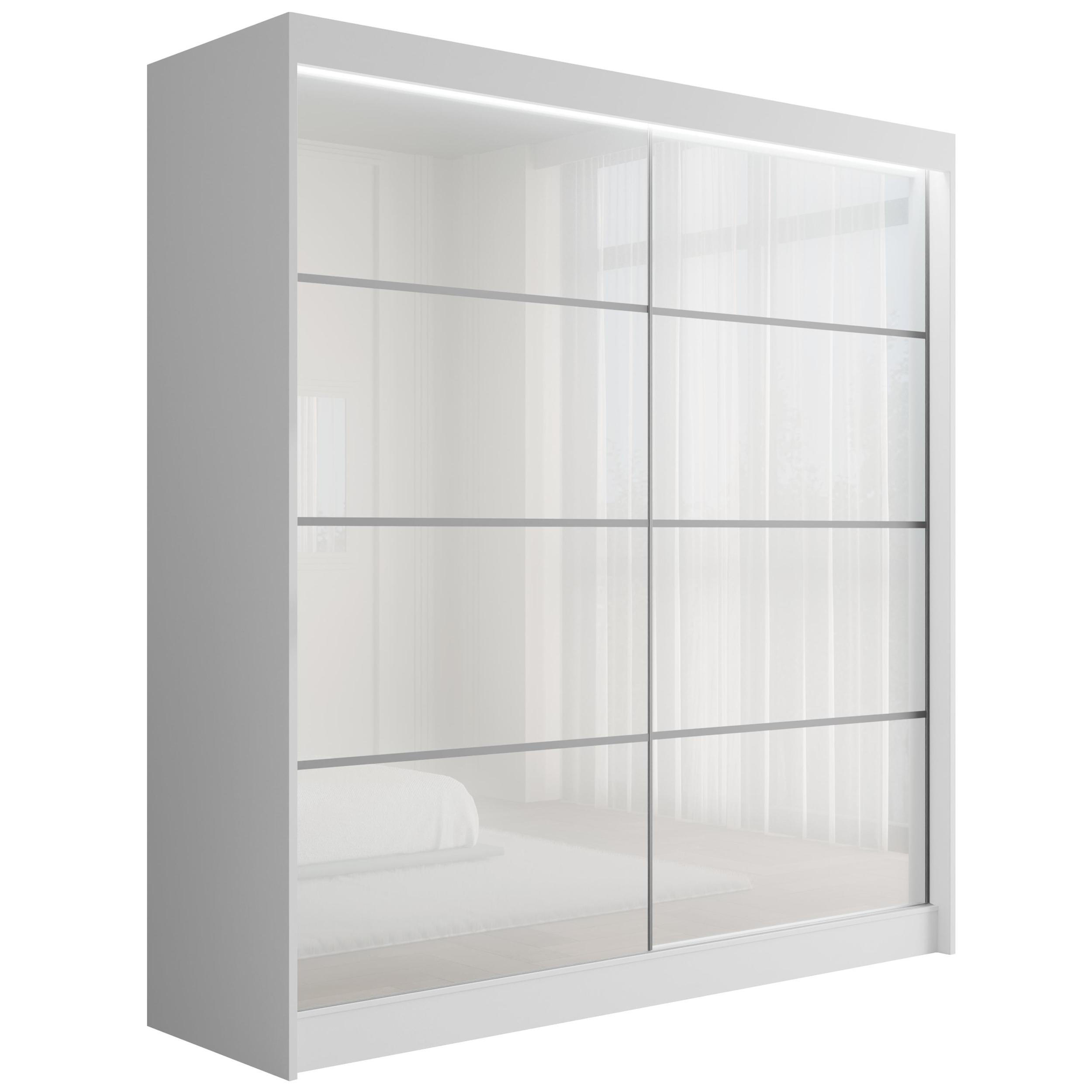 KLEIDERSCHRANK PEKA III mit LED - 200 cm - Weiß - Weiß, Holzwerkstoff (200/215/61cm) - ALTDECOR