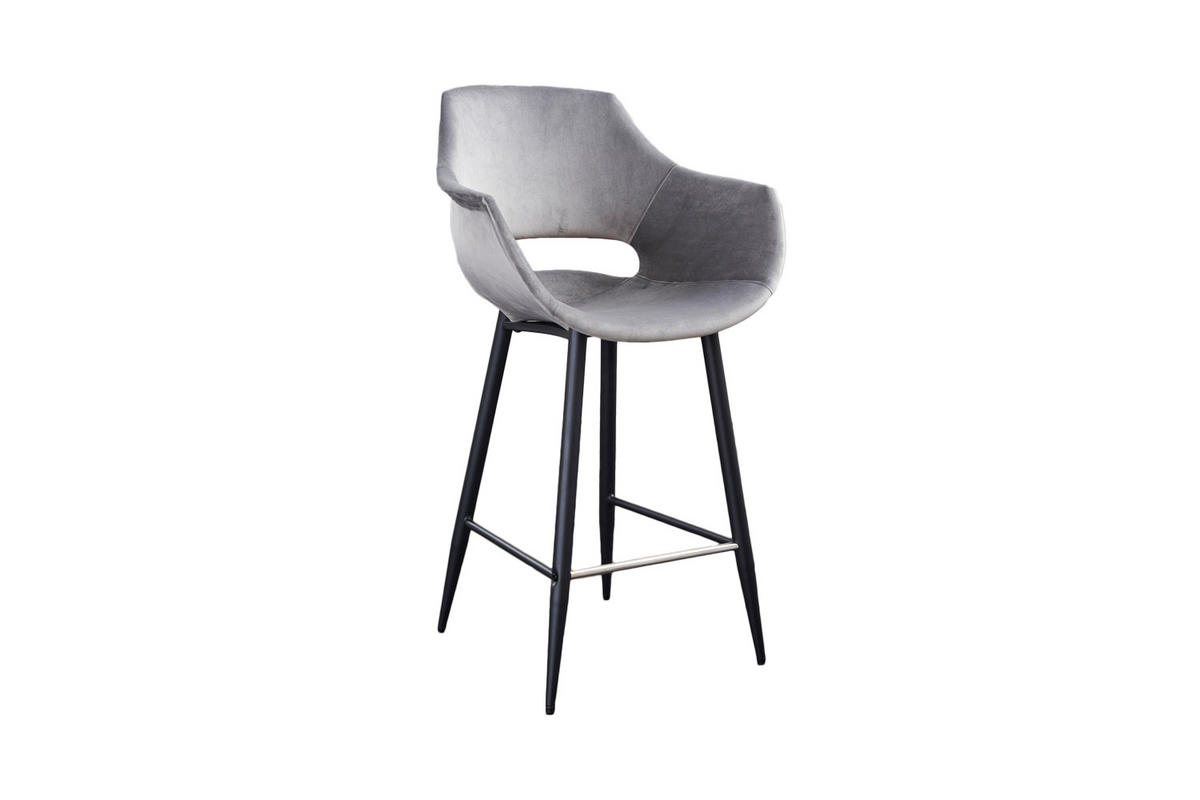 THEKENHOCKER ZAJA Grau Velvet - Grau, Textil (57/103/59cm) - KAWOLA