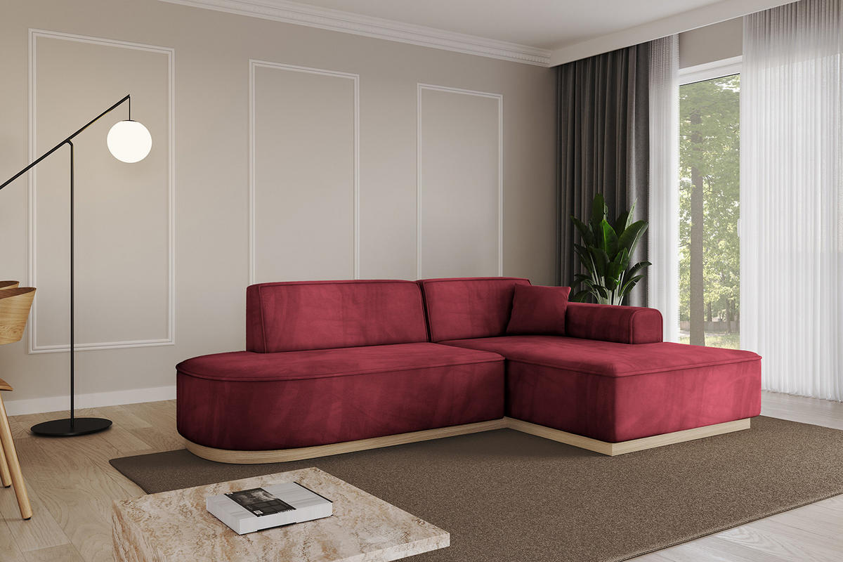 ECKSOFA Ottomane Rechts IREA-L1 - 232x165x80 cm Bordeauxrot - Bordeaux, Holzwerkstoff/Textil (232/165cm) - ALTDECOR