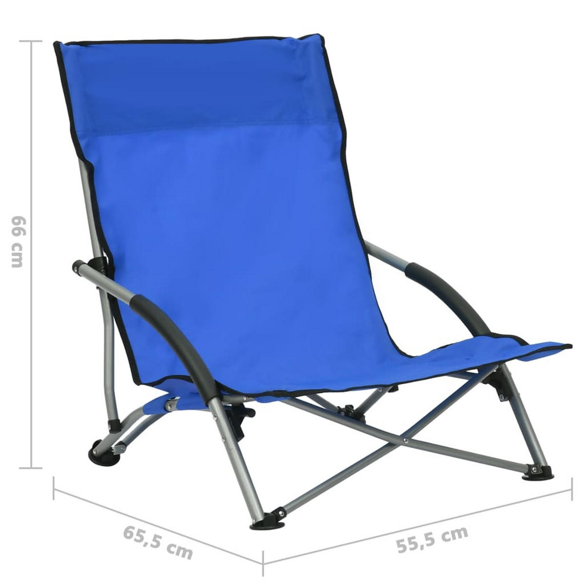 KLAPPBARE Strandstühle 2Er Set Blau Stoff - Blau, Metall (55.5/66/65.5cm) - vidaXL