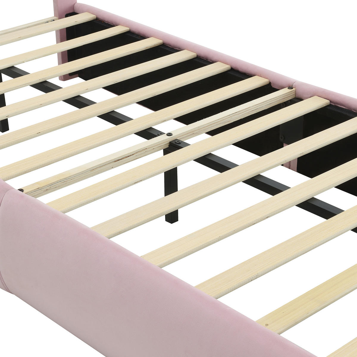 KINDERBETT 140/200 cm DE-00358, in Rosa, hydraulischem Stauraum und LED-Hasenohren - Rosa, Holz (90/200cm) - ComfortXL