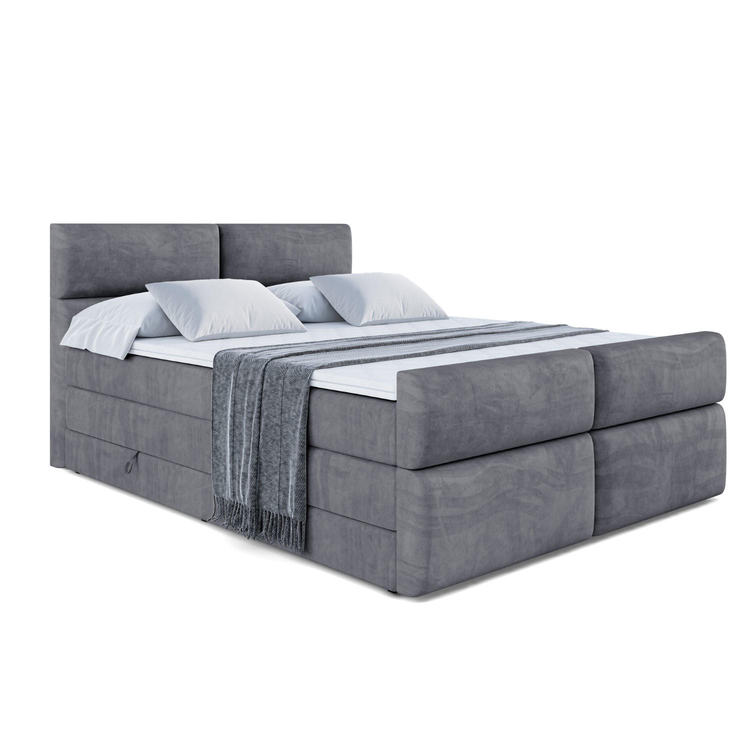 BOXSPRINGBETT BOXI3-Z KING - 200x200 - H3/H4 - Dunkelgrau - Dunkelgrau, Holzwerkstoff (200/200cm) - ALTDECOR