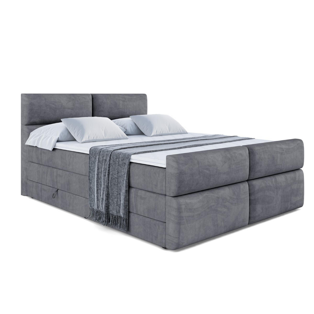 BOXSPRINGBETT BOXI3-Z KING - 120x200 - H3/H4 - Dunkelgrau - Dunkelgrau, Holzwerkstoff (120/200cm) - ALTDECOR