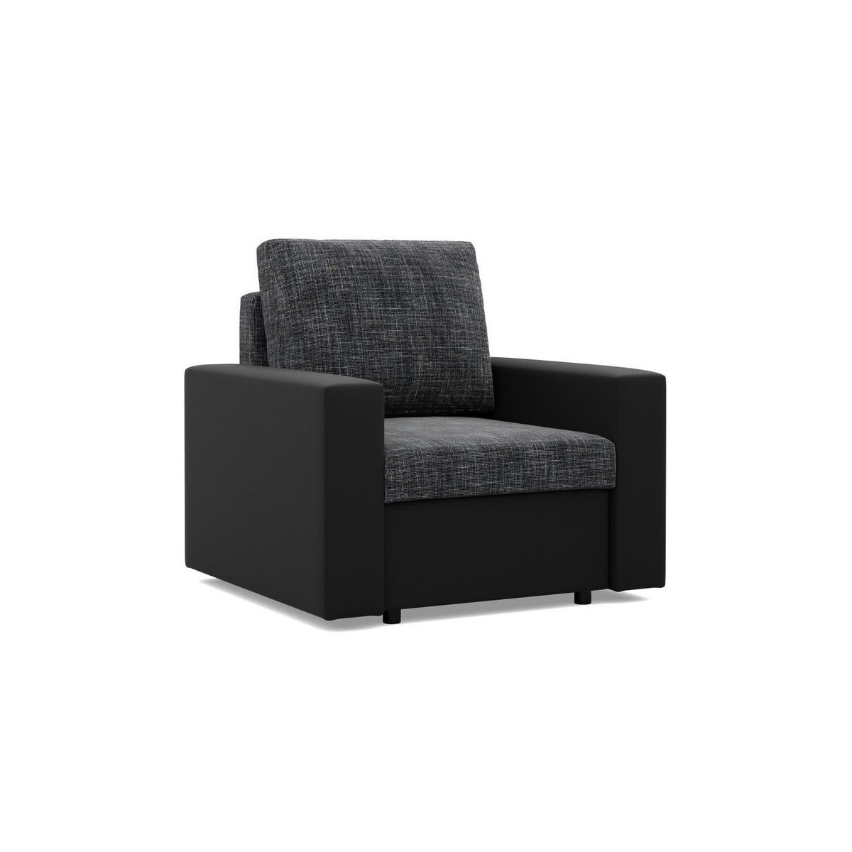 LOUNGESESSEL LUNA, BONELL, Schwarz + Schwarz - Schwarz, Textil (83/92/92cm)