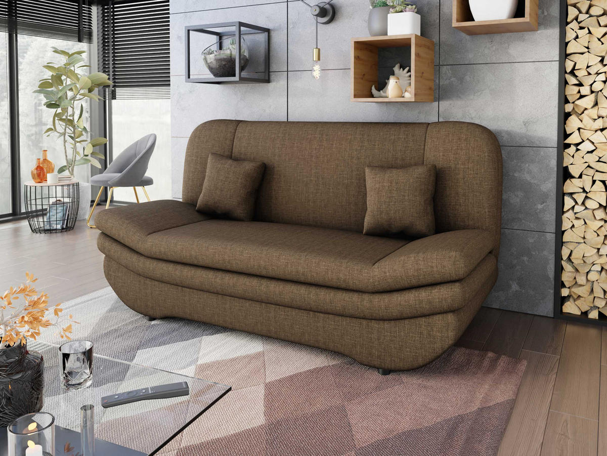 SCHLAFSOFA Weronika - Nussbaumfarben/Schwarz, Holz/Kunststoff (200/95/90cm) - MIRJAN24