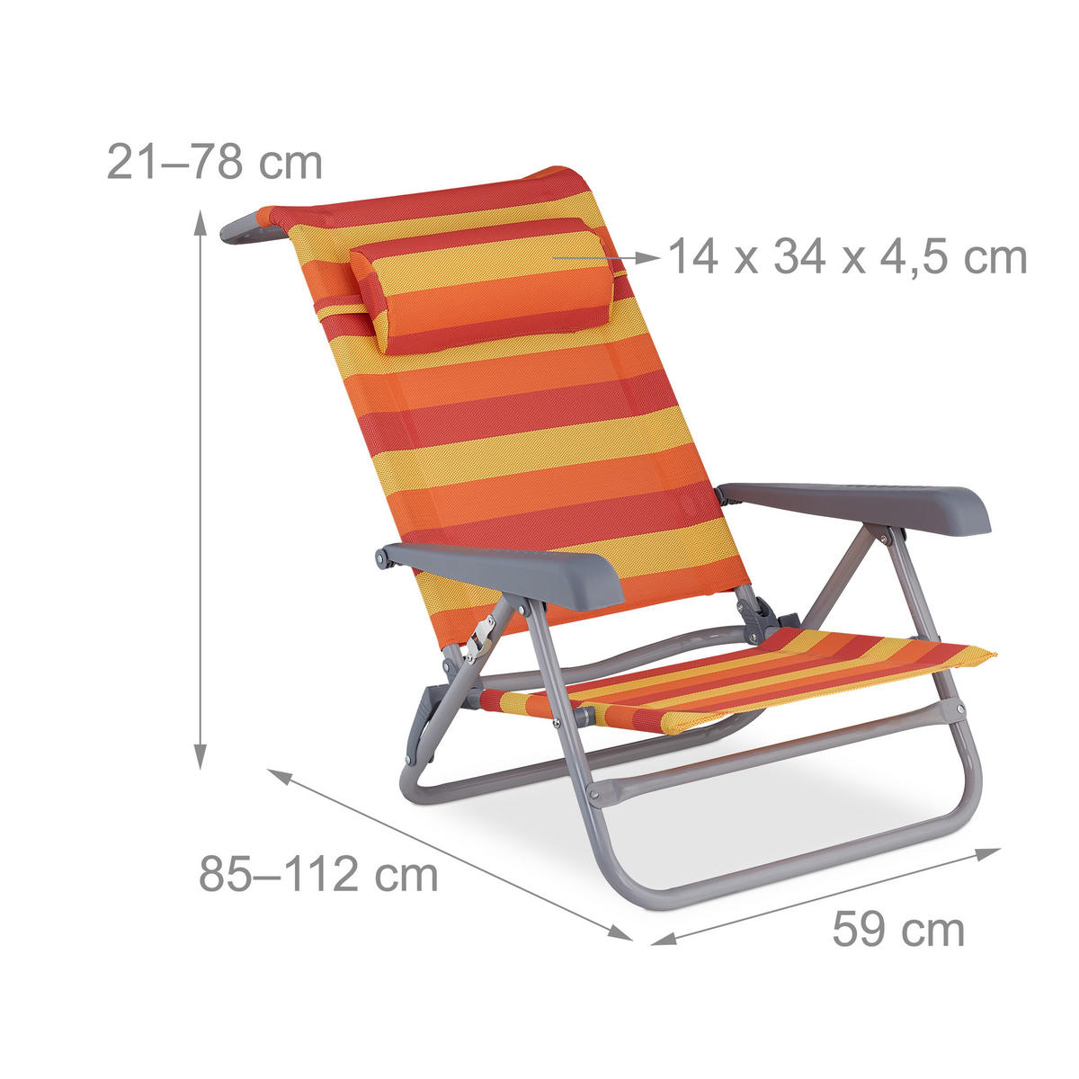 KLAPPLIEGESTUHL - Multicolor, Kunststoff/Textil (59/78/85cm) - Relaxdays