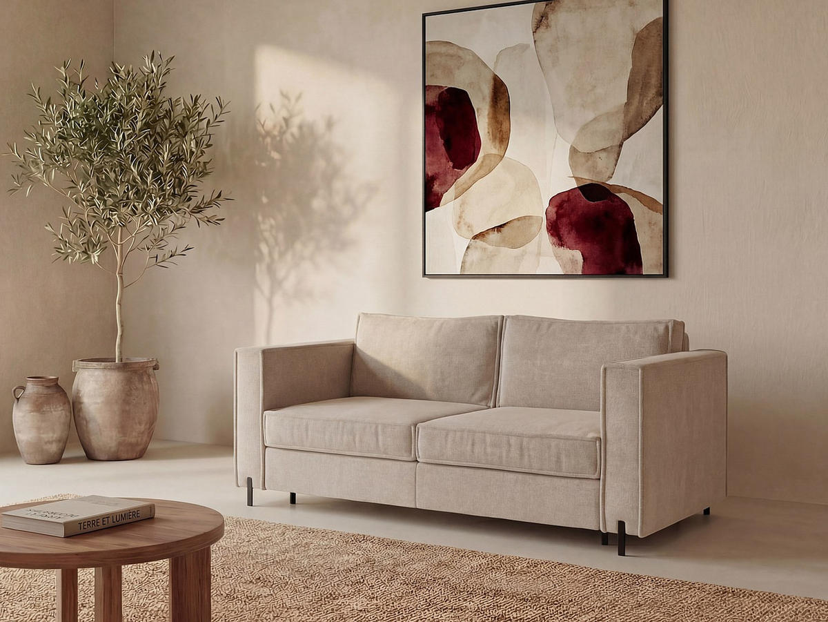 SCHLAFSOFA - 3 Personen - Stoff - Beige - - Beige, Textil (198/100/223cm) - Vente-Unique
