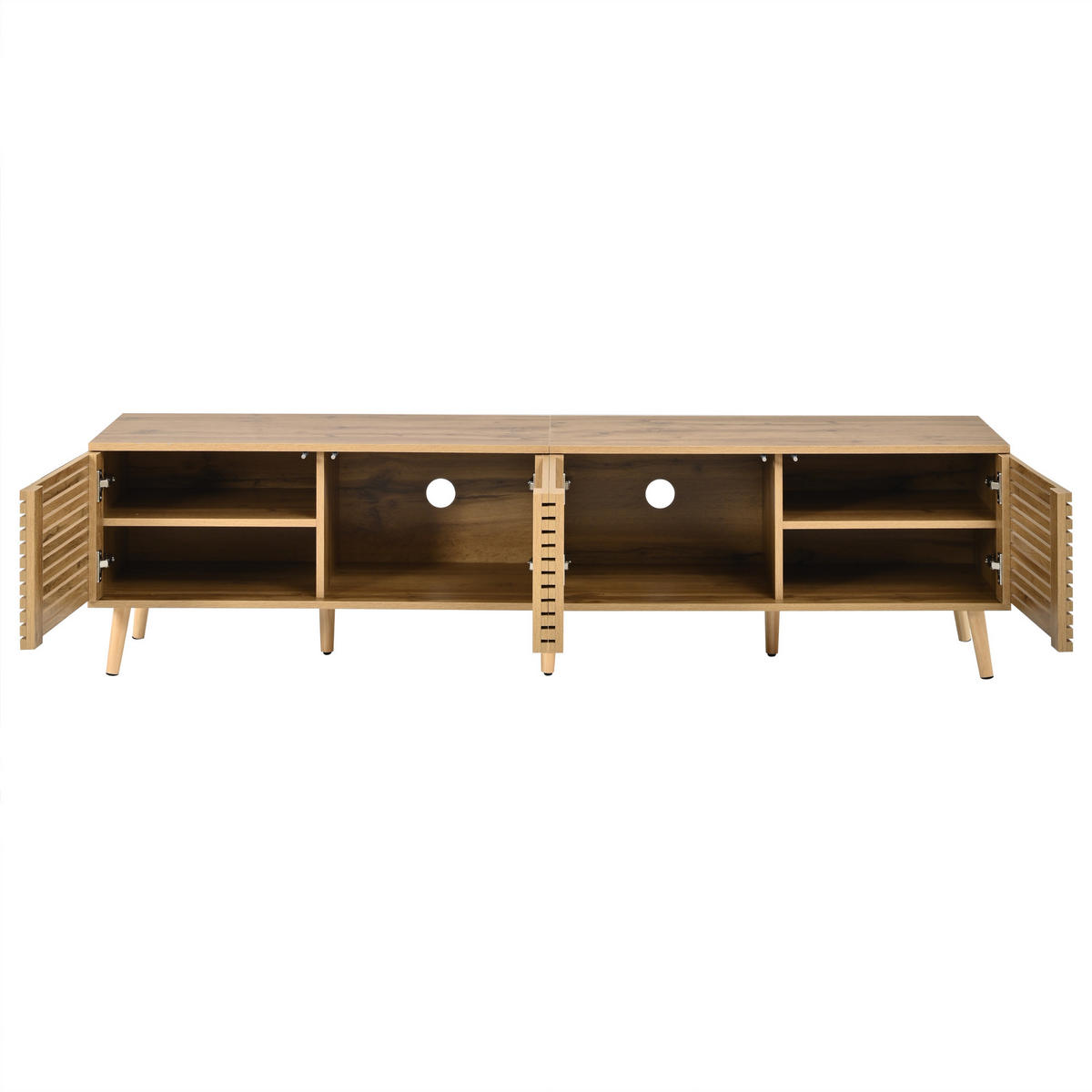 TV-SCHRANK 180/40/46 cm Natürlich mit 4 Türen und Kabeldurchführung - Naturfarben, Holzwerkstoff (180/46/40cm) - Oxeza
