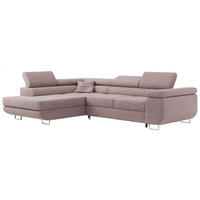 ROHOVÁ SEDAČKA GUSTAW L - Světle růžová Bouclé - Pravá Strana - stříbrná/světle růžová, kov/textil (205/275cm) - MKS