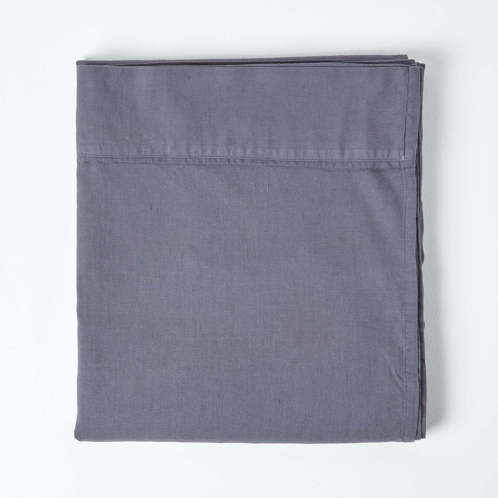 LEINEN-BETTLAKEN ohne Gummizug aus 60% Leinen & 40% Baumwolle - Dunkelgrau, Textil (240/300cm) - Homescapes