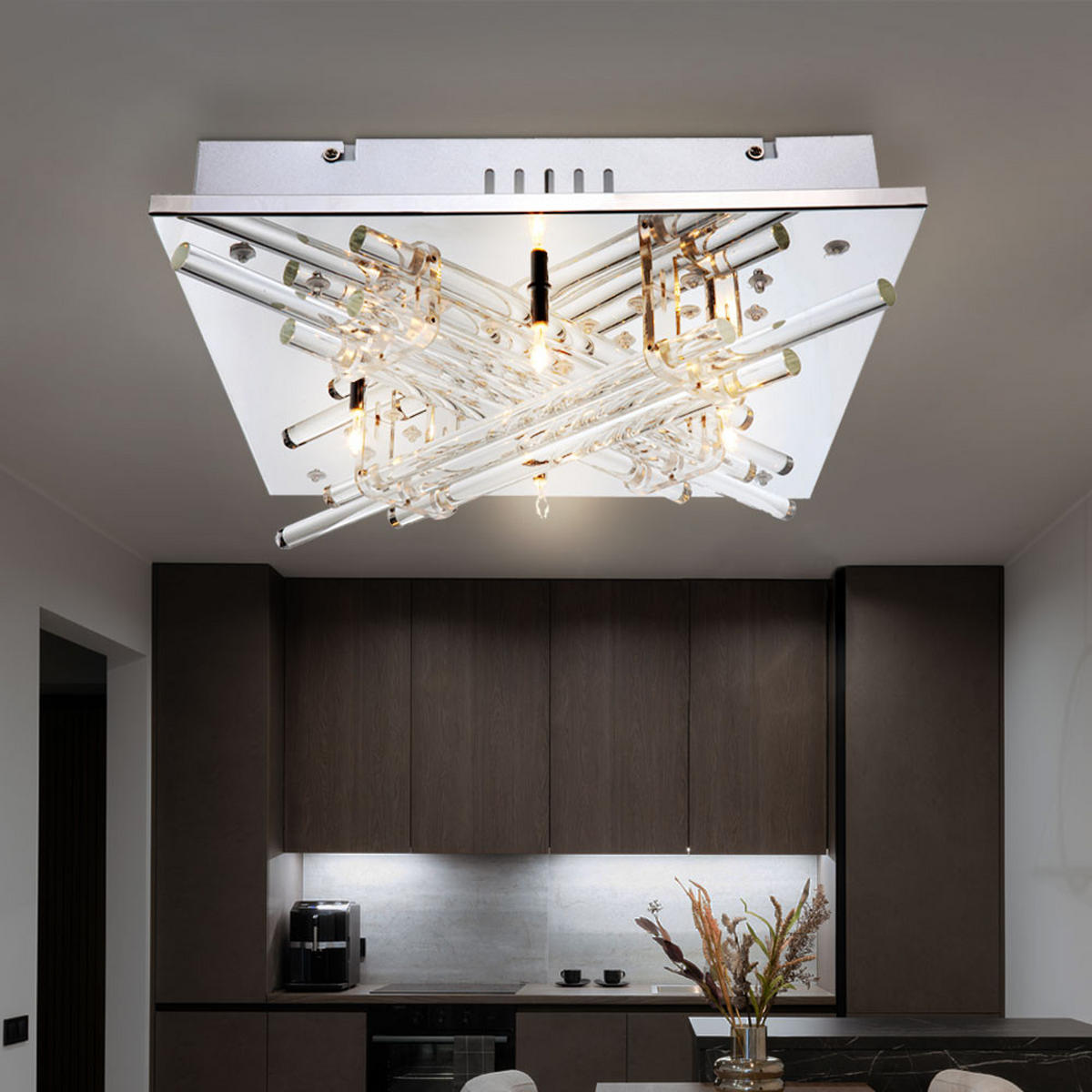 LED DECKENLEUCHTE PICABI Silber - Silberfarben, Glas (35/35/10cm)