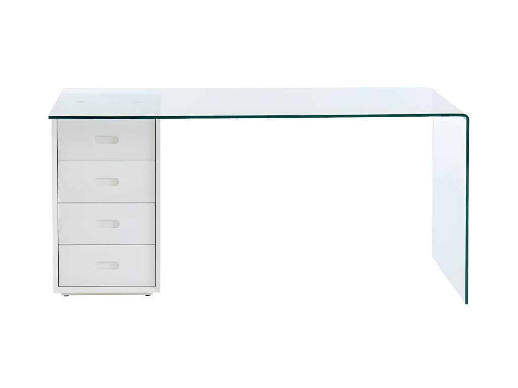 SCHREIBTISCH mit 4 Schubladen - Sicherheitsglas & MDF - MURIEL - Transparent, Glas (160/70/75cm) - Vente-Unique