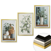 WANDBILDER 3er Set - 40x60 cm Goldrahmen - Grüne Oliven, Eukalyptus - Goldfarben, Kunststoff (40/60cm) - ArtPrintCave