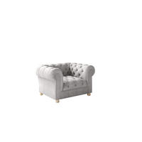 SESSEL CHESTERFIELD Elegant Klassisch Schick Stoff Whisper Velours Silber - Silberfarben, Holz (112/77/90cm) - Kaiser Möbel