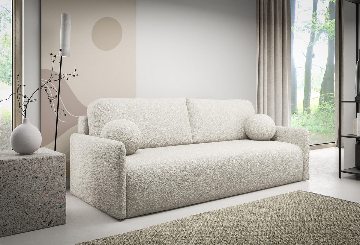 SOFA Glove Creme mit Bouclé-Bezug - Creme, Kunststoff/Textil (206/95/87cm) - Selsey