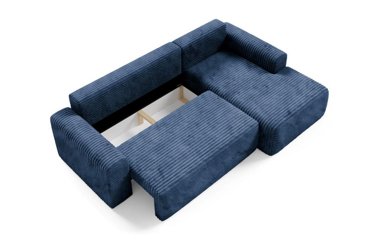 ECKSOFA mit Schlaffunktion Blau - Dunkelblau, Textil (268/163cm) - Furnisell
