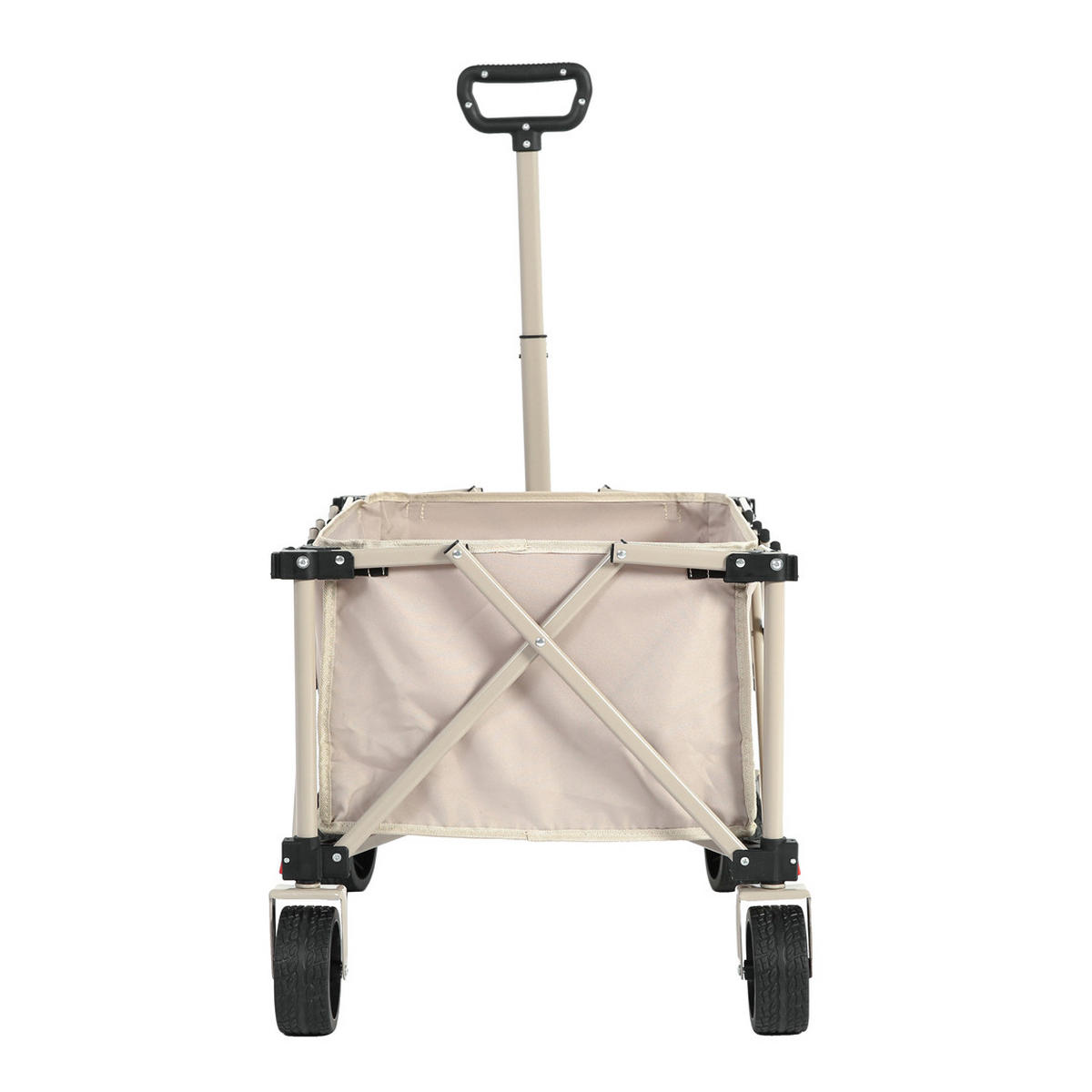 GARTENWAGEN 80L Beige & Stahl – Moderner Outdoor-Transportwagen mit All-Terrain-Rädern & Teleskopgriff - Bernsteinfarben, Metall (77/45/48cm) - Urban Meuble