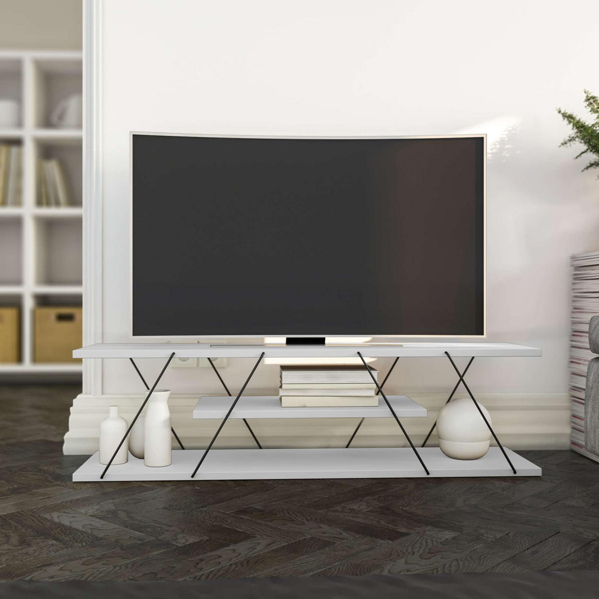 TV-MÖBEL April Weiß - Weiß, Holz (120/33/30cm) - Habitat Garten
