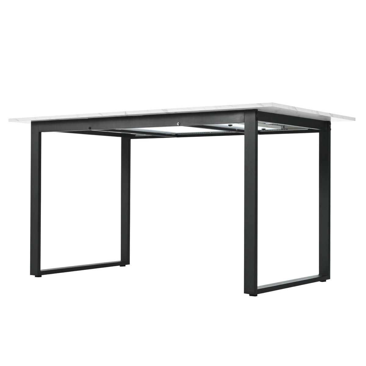 ESSTISCH Teleskoptisch 180/80/75 cm weiß MDF mit Marmoroptik ausziehbar - Weiß, Holzwerkstoff (180/80/75cm) - OKWISH