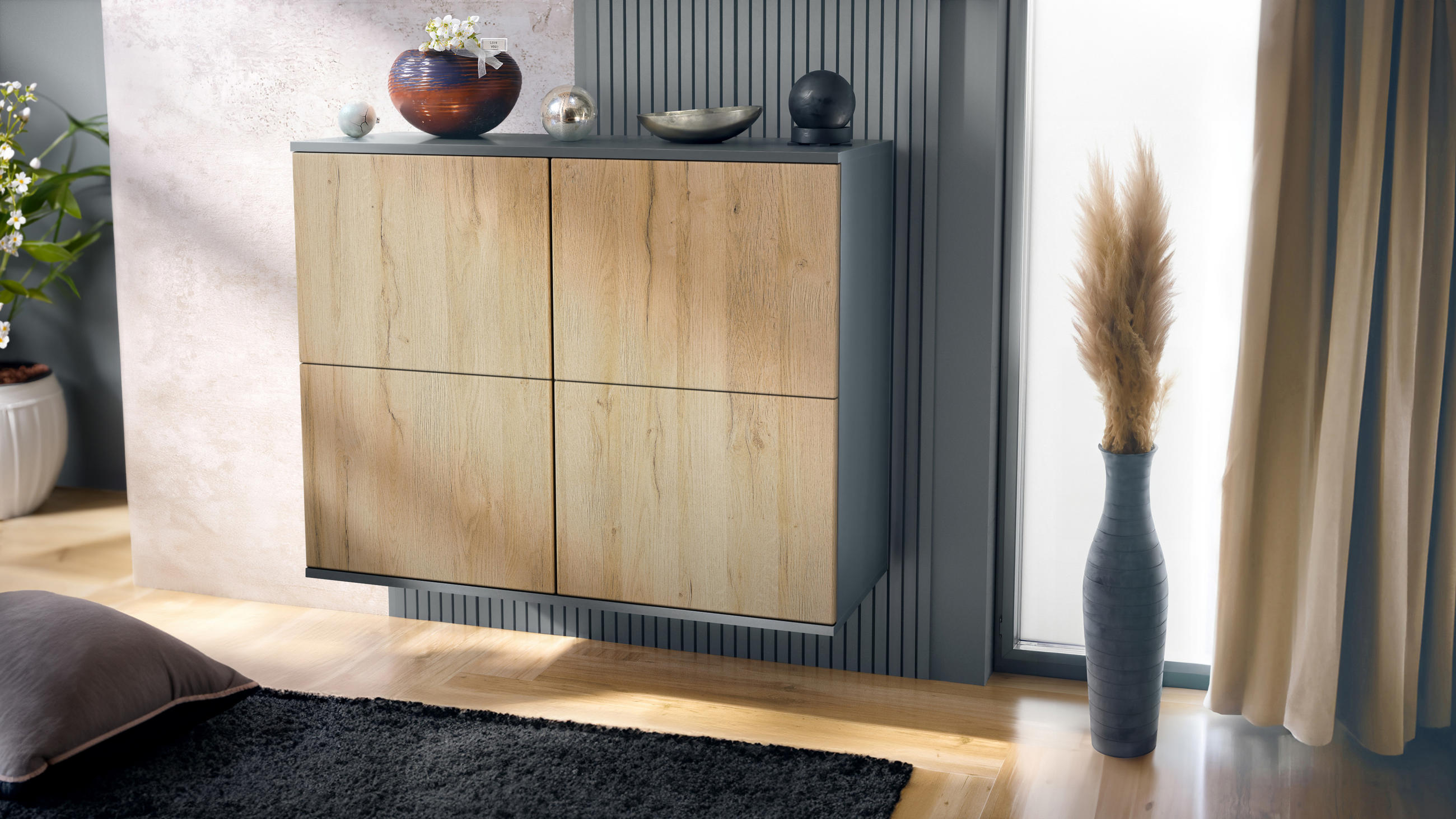 KOMMODE Rova Eiche Natur - Eichefarben, Holzwerkstoff (92.5/73.5/35cm) - Vladon