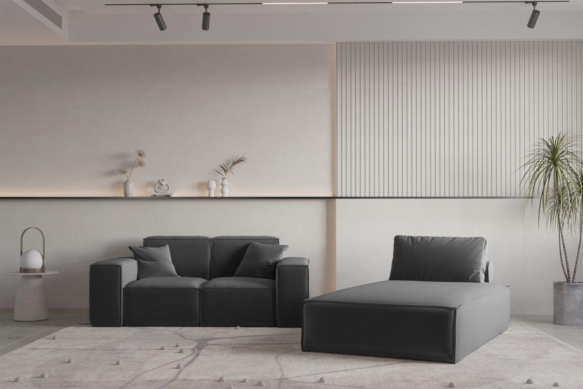 SOFA Sezlong Celes Premium 2er-set - Dunkelgrau, Holzwerkstoff/Textil (110/95/194cm) - Fun Möbel