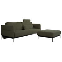 SCHLAFSOFA SALENTO Grün Boucle - Schwarz/Grün, Textil/Metall (221/82/193cm) - MKS