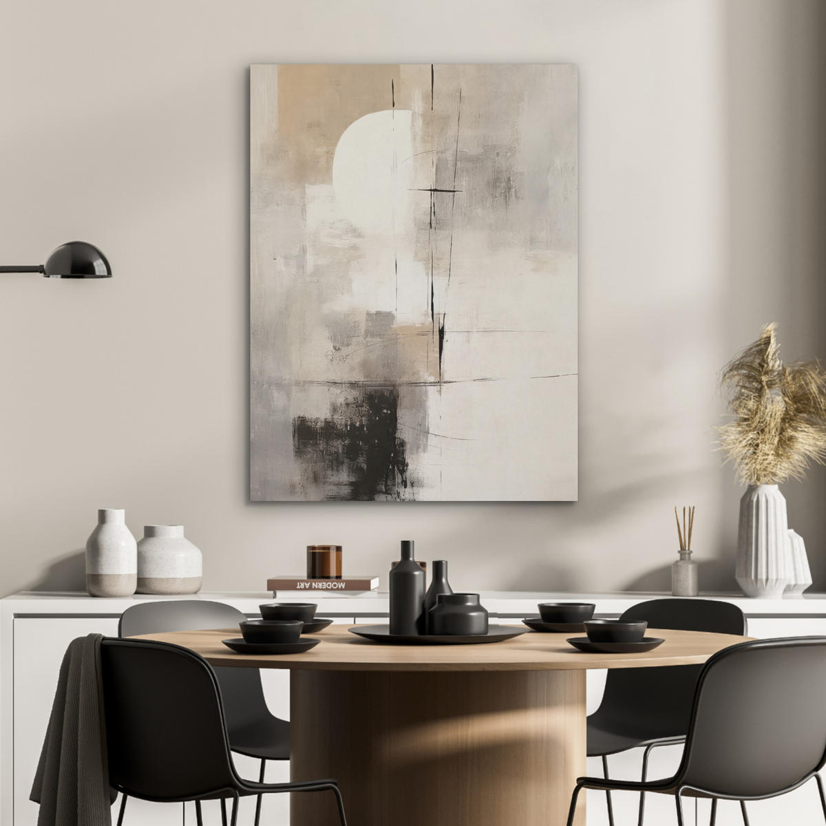 AKUSTIKPANEEL Abstrakt - Kunst - Grau 60x80 cm - Hellgrau, Textil (60/0.9/80cm) - MuchoWow
