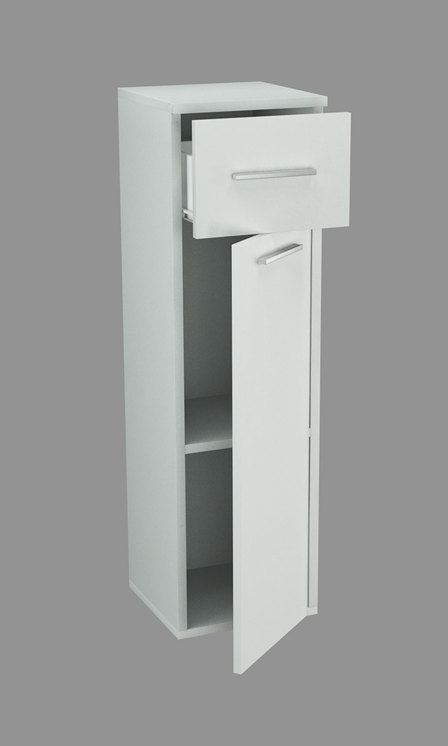 BADEZIMMERSCHRANK 1D1SZ Weiß 30/28/98 cm - Weiß, Holzwerkstoff (30/98/28cm) - Matkam Möbel