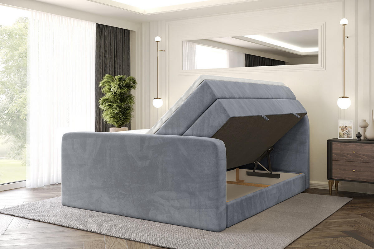 BOXSPRINGBETT mit Matratze und Lattenrost - NOX-Z KING-160x200 - Grau Casablanca - Grau, Holzwerkstoff (160/200cm) - ALTDECOR