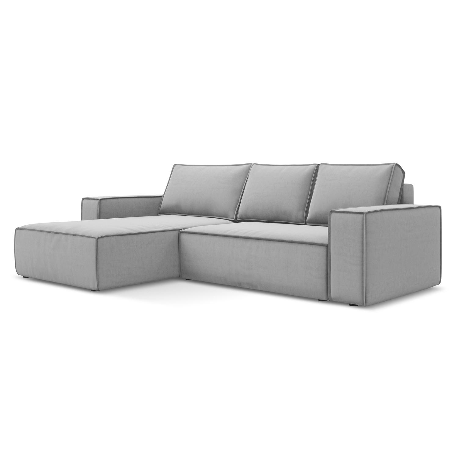 ECKSOFA mit Schlaffunktion Samt Stoff Grau - Schwarz/Grau, Kunststoff/Textil (185/290cm) - LaMiaSofa