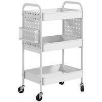 ROLLWAGEN, Servierwagen Aufbewahrungswagen mit 3 Etagen für Küche, Weiß - Weiß, Metall (30.5/75/53.5cm) - HOMCOM