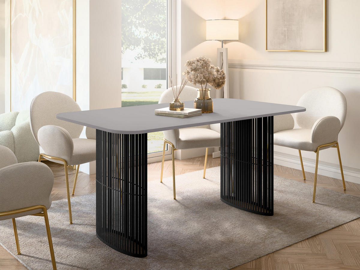 ESSTISCH Arcadia 160 - Hellgrau/Schwarz, Holzwerkstoff/Metall (90/160/76cm) - MIRJAN24