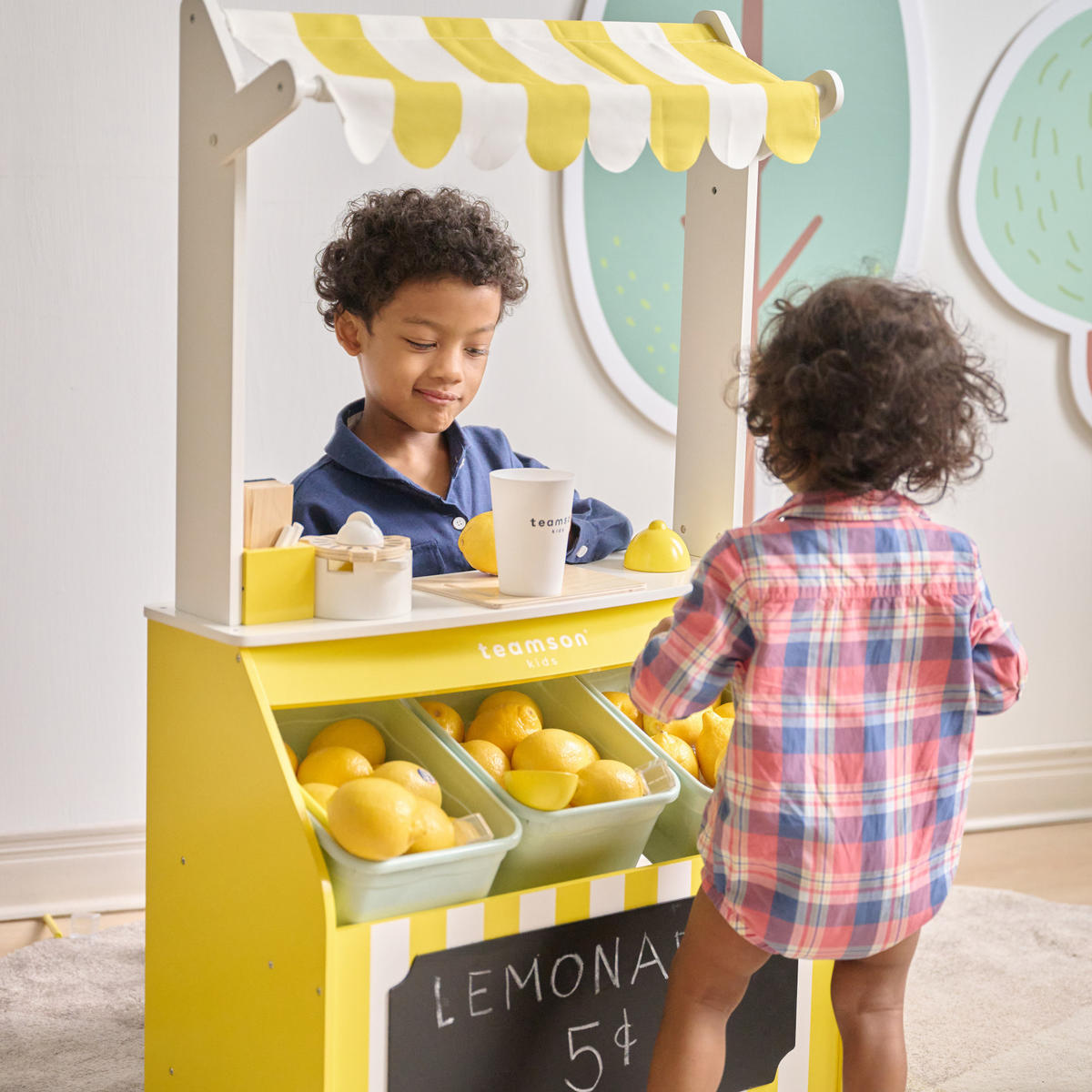 LEMONADE-STAND Holzspielset mit Zubehör, Gelb, 100cm - Gelb, Holzwerkstoff (27/100/60cm) - Teamson Kids