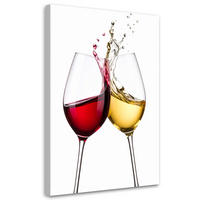 LEINWANDBILD Weißer und roter Wein 60x90cm - Multicolor, Textil (60/90cm) - Feeby