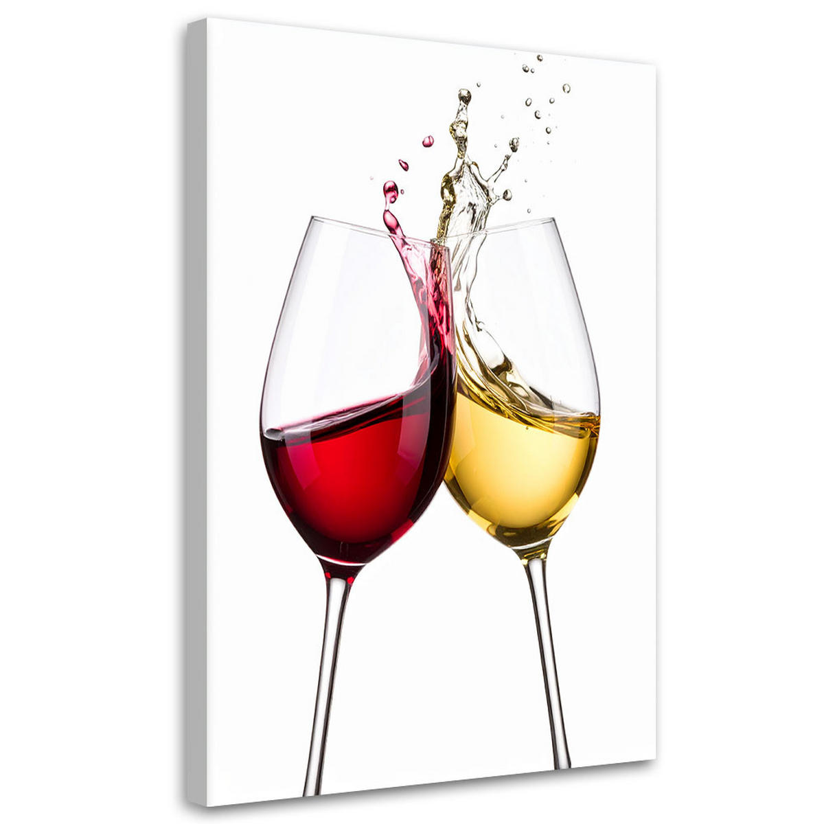 LEINWANDBILD Weißer und roter Wein 60x90cm - Multicolor, Textil (60/90cm) - Feeby