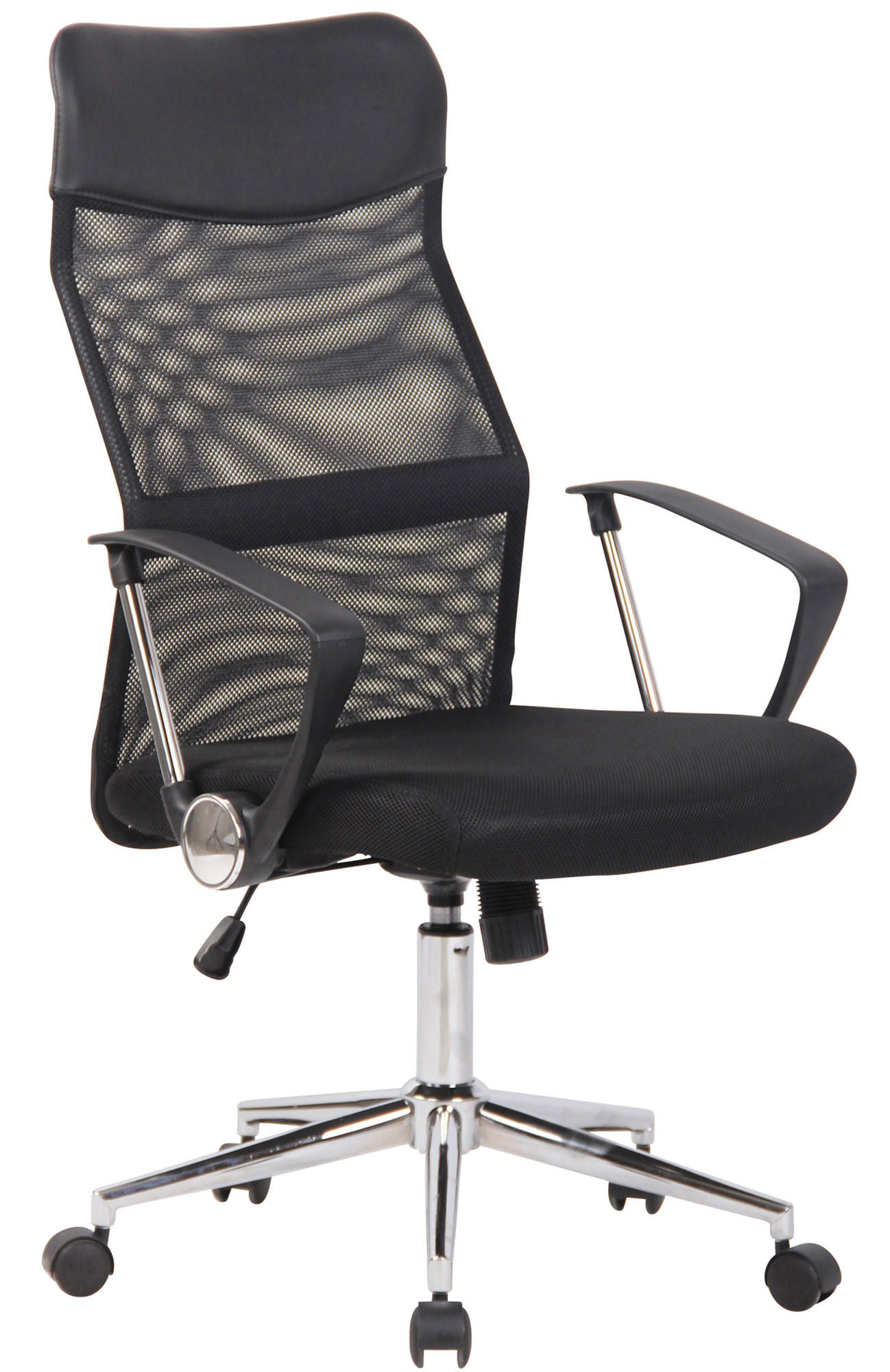 DREHSTUHL Microfaser schwarz - Chromfarben/Schwarz, Kunststoff/Textil (60/108/64cm) - CLP